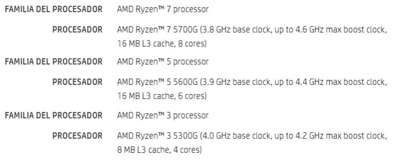 amd ryzen 5000g specifications 768x315 พบข้อมูลซีพียู AMD Ryzen 5000G APU ซีรี่ย์ 3รุ่น AMD Ryzen 5700G , 5600G , 5300G ในรหัส Cezanne รุ่นใหม่ล่าสุด