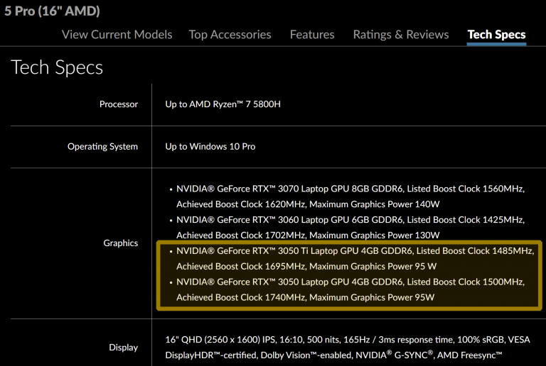 lenovo geforce rtx 3050 3050 ti specs 768x516 พบข้อมูลการ์ดจอ Nvidia GeForce RTX 3050 Ti และ RTX 3050 ในแล็ปท็อป คาดพร้อมวางจำหน่ายเร็วๆ นี้