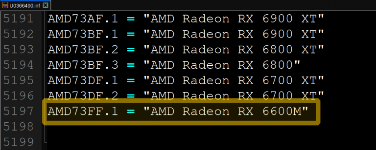 amd radeon rx 6600m navi 23 2 768x308 พบข้อมูลการ์ดจอ AMD Radeon RX 6600M ชิป Navi 23 รุ่นแล็ปท็อป คาดเตรียมเปิดตัวเร็วๆ นี้