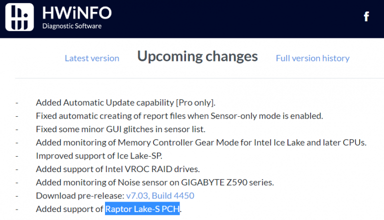 intel-raptor-lake-hwinfo-768x441 intel raptor lake hwinfo 768x441 หลุดข้อมูลซีพียู Intel Raptor Lake S รุ่นที่ 13 ปรากฏในฐานข้อมูลโปรแกรม HWiNFO