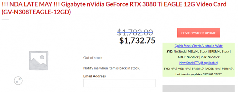 gigabyte rtx3080 ti eagle oc 768x298 ยังไม่เปิดตัวแต่มีขายแล้ว!! การ์ดจอ NVIDIA GeForce RTX 3080 Ti รุ่นใหม่ล่าสุดวางจำหน่ายออนไลน์อยู่ที่ราคา 1338   2257 USD 