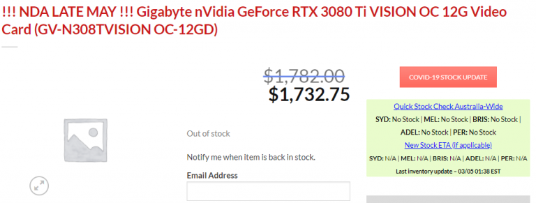 gigabyte rtx3080 ti vision oc 768x291 ยังไม่เปิดตัวแต่มีขายแล้ว!! การ์ดจอ NVIDIA GeForce RTX 3080 Ti รุ่นใหม่ล่าสุดวางจำหน่ายออนไลน์อยู่ที่ราคา 1338   2257 USD 