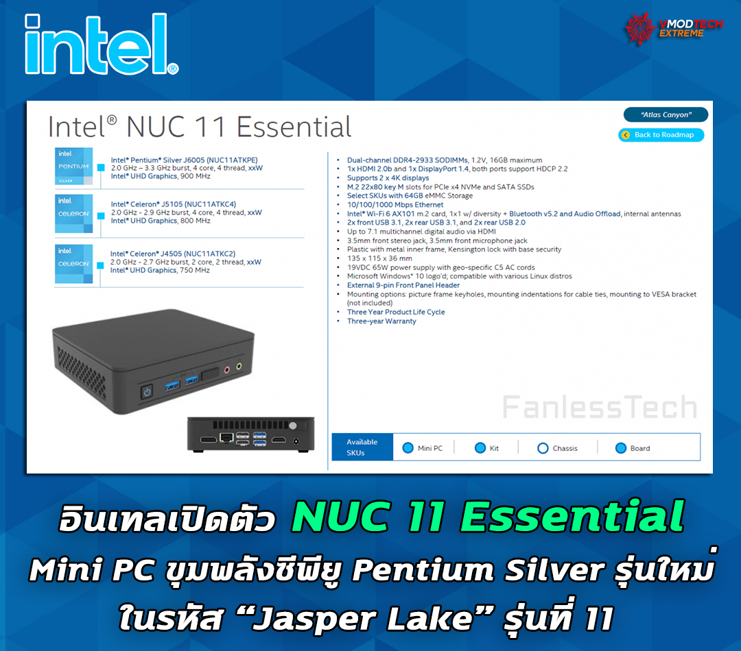 intel nuc 11 essential อินเทลเปิดตัว NUC 11 Essential มาพร้อมซีพียู Pentium Silver รุ่นใหม่ล่าสุด 