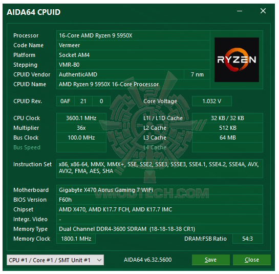 aida64 AMD RYZEN 9 5950X PROCESSOR REVIEW