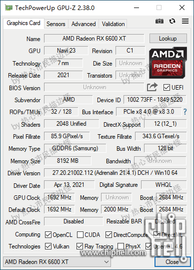 amd radeon rx 6600xt gpuz พบข้อมูลการ์ดจอ AMD Radeon RX 6600 XT และ RX 6600 ชิป Navi 23 ในโปรแกรม GPU Z