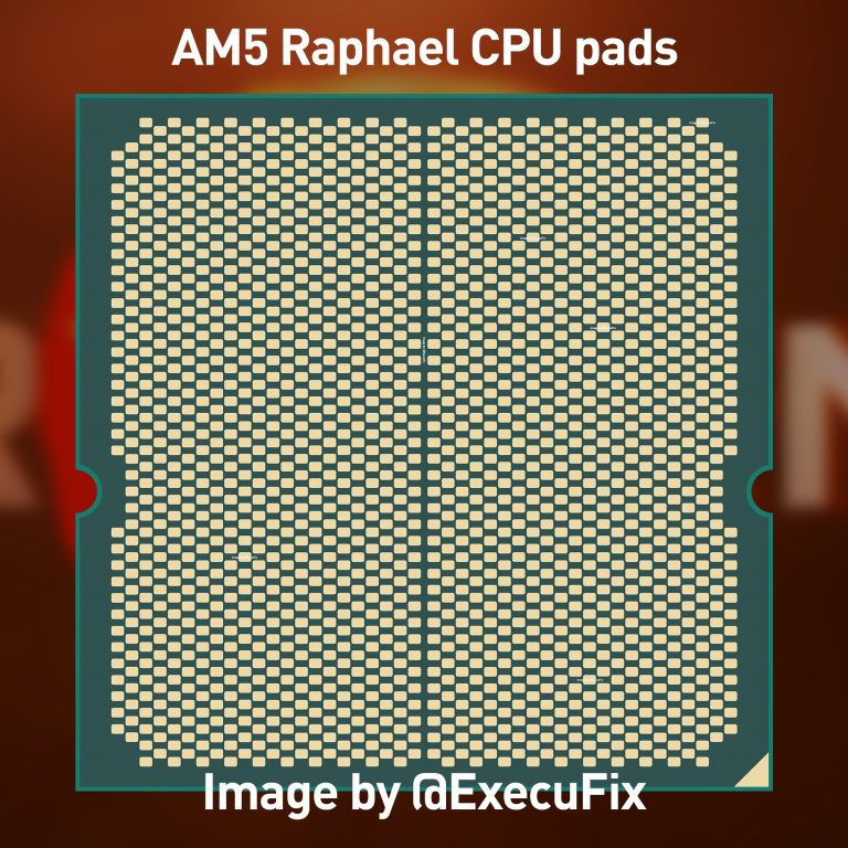 amd zen4 raphael 768x768 หลุดภาพซีพียู AMD Zen4 ในรหัส “Raphael” แบบ AM5 ที่ใช้ขาซ็อกเก็ตแบบ LGA1718 รุ่นใหม่รองรับ DDR5 และ PCIe 4.0 