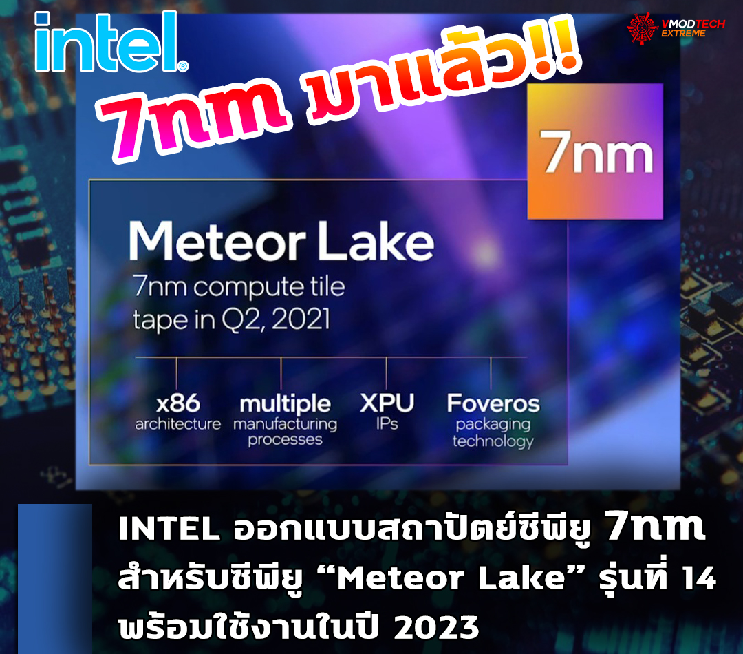 intel meteor lake 7nm 2023 มาแน่ๆ!! Intel ประกาศได้ออกแบบสถาปัตย์ซีพียู 7nm สำหรับซีพียู “Meteor Lake” ที่พร้อมใช้งานในปี 2023