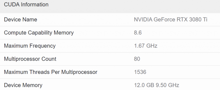 nvidia rtx 3080 ti geekbench cuda benchmark 3 1 768x313 หลุดผลทดสอบ NVIDIA GeForce RTX 3080Ti แรงกว่า RTX 3090 ในการทดสอบ Geekbench 