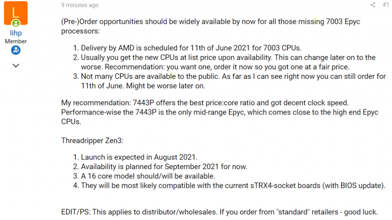 amd ryzen threadripper zen3 info 768x432 ลือ!! ซีพียู AMD Ryzen Threadripper สถาปัตย์ ZEN3 รุ่นใหม่ในรหัส “Chagal” เตรียมเปิดตัวในเร็วๆ นี้