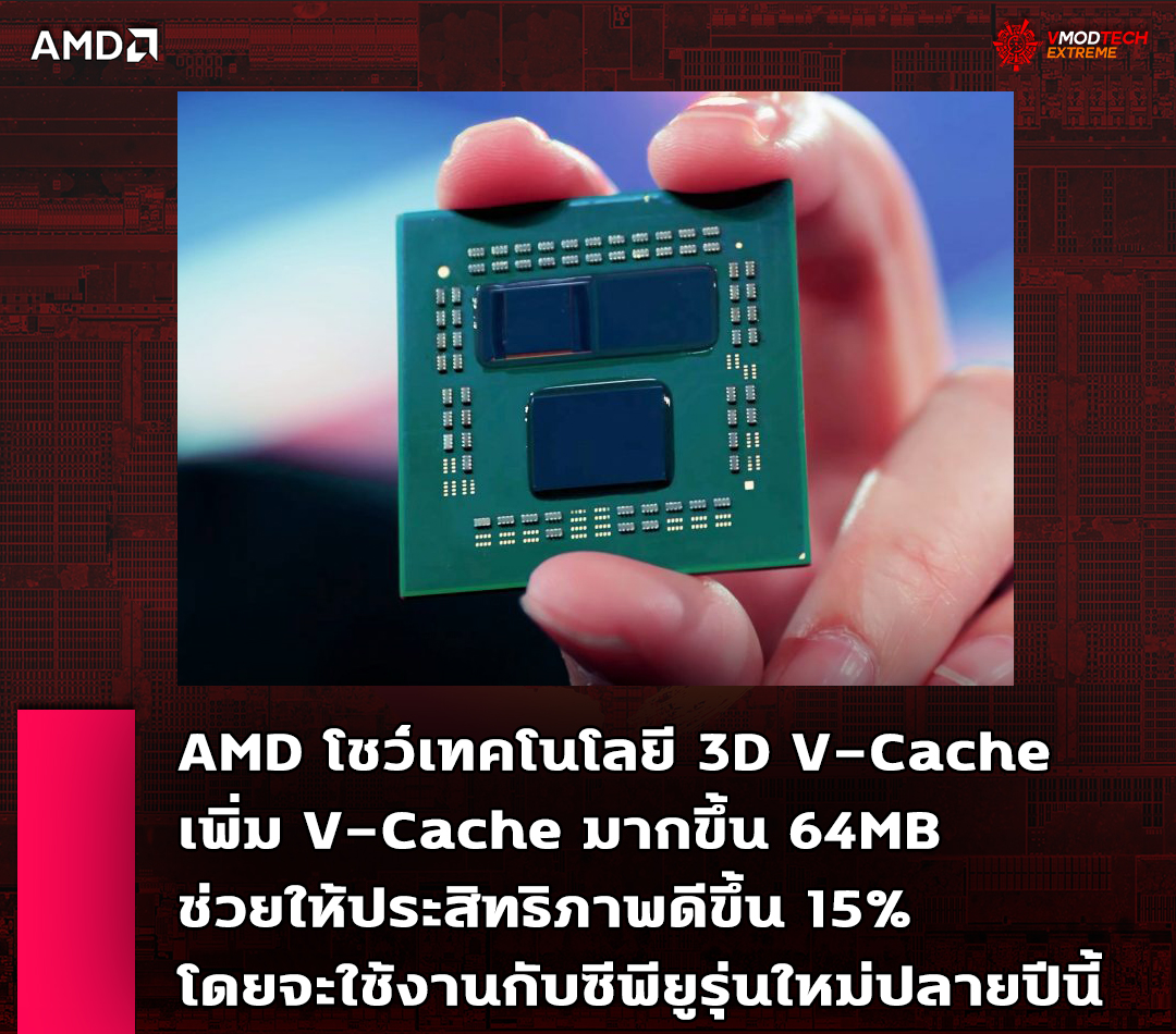 amd 3d v cache AMD โชว์เทคโนโลยี 3D V Cache เพิ่ม Cache บนซีพียู Ryzen 9 5900X ช่วยให้ประสิทธิภาพดีขึ้น 15% 