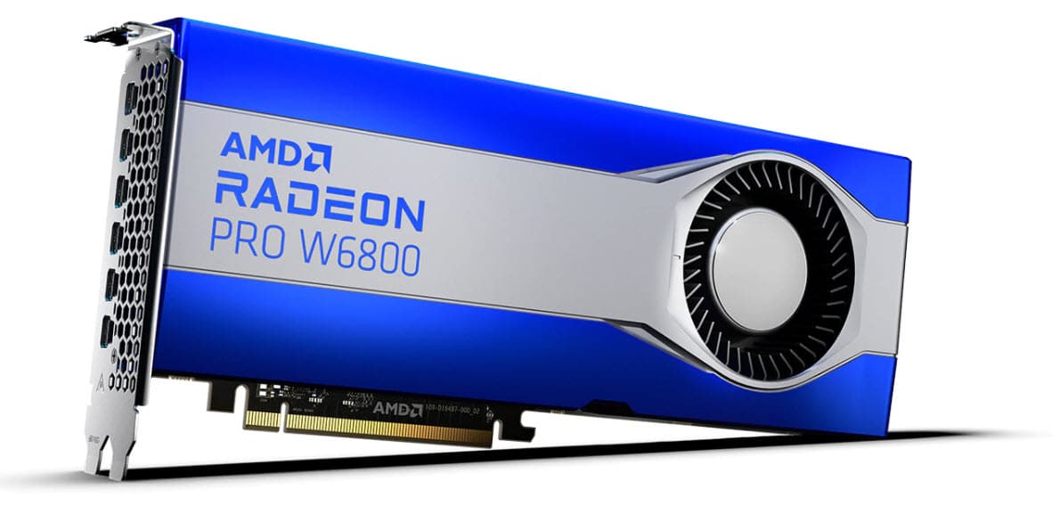 6800 6800 AMD เปิดตัวกราฟิกการ์ดเวิร์คสเตชั่นซีรีย์ใหม่ AMD Radeon PRO W6000 ใช้สถาปัตยกรรม AMD RDNA 2 หน่วยความจำขนาด 32GB เพื่อรองรับเวิร์คโหลดงานด้านสถาปัตยกรรม การออกแบบ และงานด้านสื่อต่างๆ