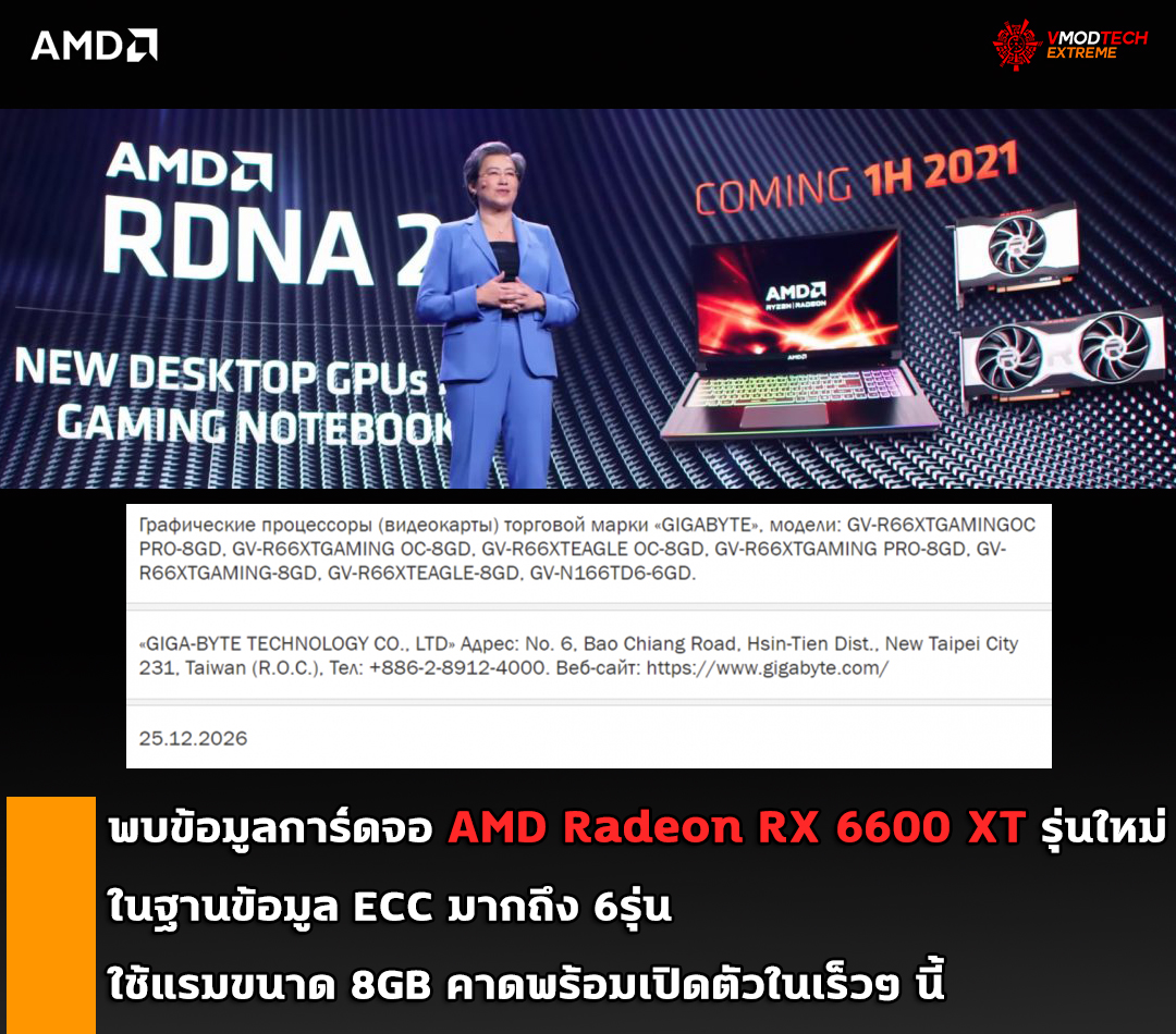 amd radeon rx 6600xt with 8gb memory พบข้อมูลการ์ดจอ AMD Radeon RX 6600 XT รุ่นใหม่ล่าสุดใช้แรมขนาด 8GB คาดพร้อมเปิดตัวในเร็วๆ นี้