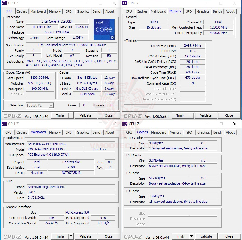 cpuid ASUS ROG MAXIMUS XIII HERO REVIEW