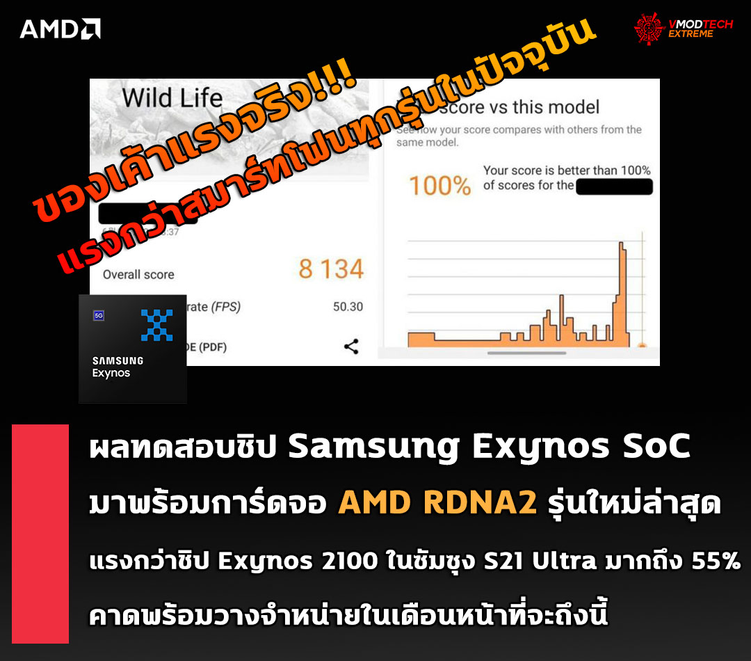 samsung exynos soc amd rdna2 ผลทดสอบชิป Samsung Exynos SoC ที่มาพร้อมการ์ดจอ AMD RDNA2 รุ่นใหม่ล่าสุดประสิทธิภาพแรงกว่าบรรดาสมาร์ทโฟนรุ่นทั่วไปกันเลยทีเดียว