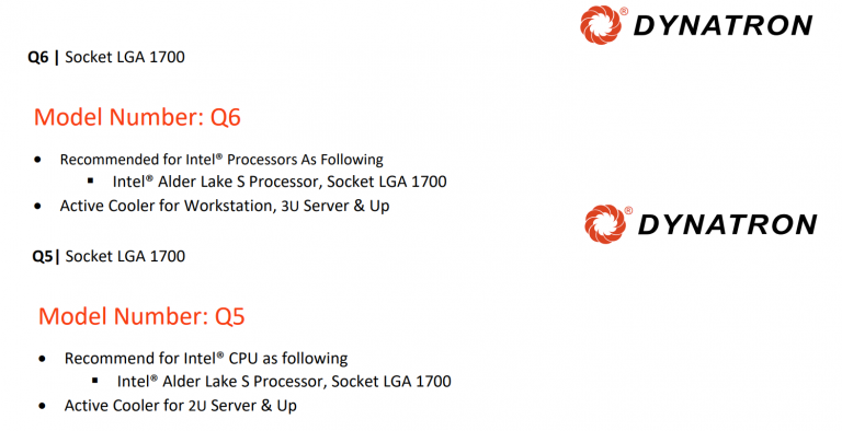 dynatron alder lake 768x394 Dynatron เปิดตัวฮีตซิงค์ระบายความร้อนซีพียูในรุ่น Q5 และ Q6 เตรียมพร้อมรองรับซีพียู Intel Alder Lake S รุ่น workstations ที่กำลังจะเปิดตัวในเร็วๆ นี้ 