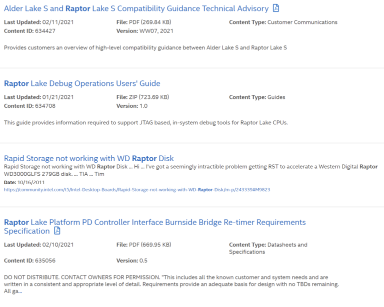 intel-raptor-lake-768x615 intel raptor lake 768x615 Intel ส่งข้อมูลซีพียู Intel Alder Lake รุ่นที่12 และ Intel Raptor Lake รุ่นที่ 13 ในข้อมูล PCH ต่อองค์กร SATA IO เรียบร้อยแล้ว