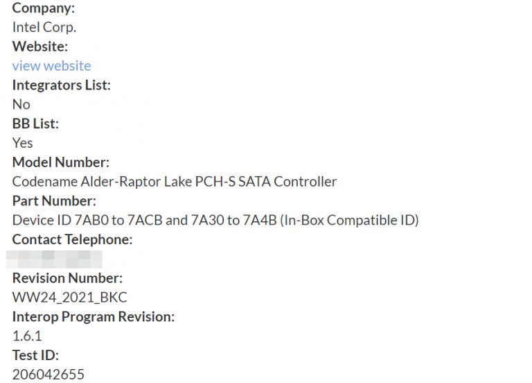 raptor lake sata e1625849244829 768x552 Intel ส่งข้อมูลซีพียู Intel Alder Lake รุ่นที่12 และ Intel Raptor Lake รุ่นที่ 13 ในข้อมูล PCH ต่อองค์กร SATA IO เรียบร้อยแล้ว 