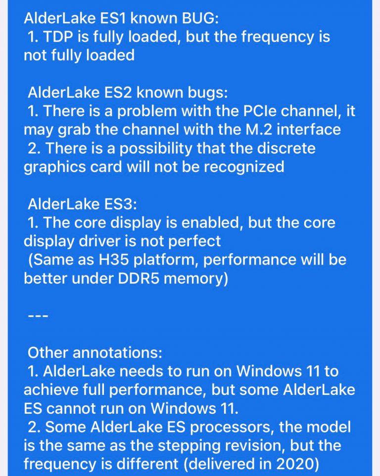 intel-alder-lake-samples-info-768x963 intel alder lake samples info 768x963 หลุดข้อมูลซีพียู Intel Core i9 12900K รุ่นใหม่ล่าสุดมีจำนวนคอร์ 8คอร์เล็ก 8คอร์ใหญ่ ความเร็ว 3.9Ghz 5.3 GHz พร้อมผลทดสอบอย่างไม่เป็นทางการ