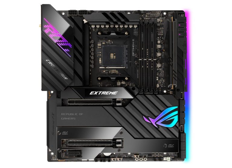 asus rog crosshair extreme 1 768x556 เอซุสเปิดตัวเมนบอร์ด ASUS ROG CROSSHAIR VIII EXTREME รุ่นท็อปแพลตฟอร์ม AMD ใหม่ล่าสุดขนาด E ATX ระดับ HEDT ตัวแรงอย่างเป็นทางการ 