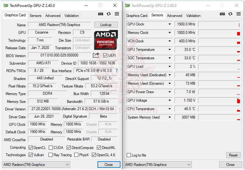 gpuz AMD RYZEN 5 5600G PROCESSOR REVIEW