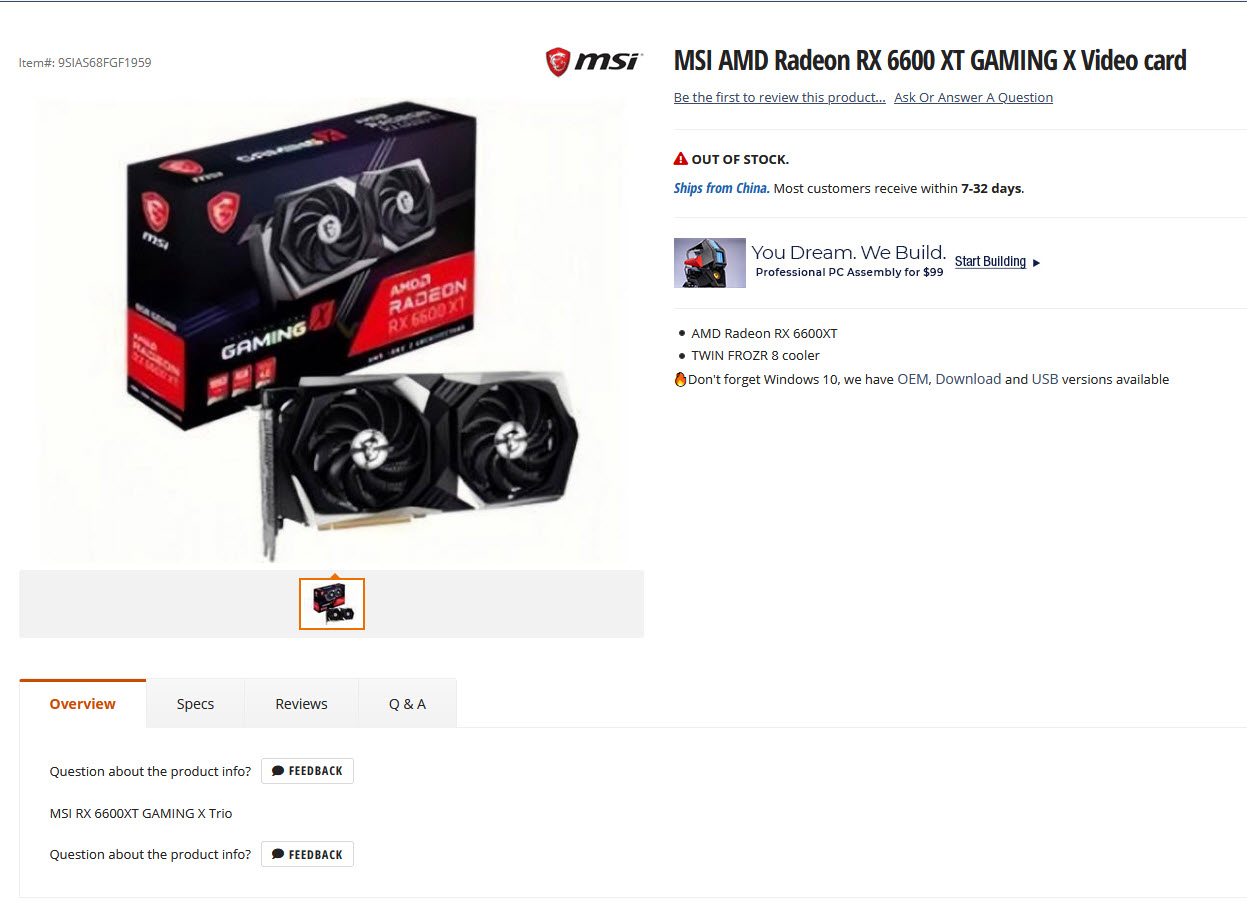 2021-08-09_11-20-55 2021 08 09 11 20 55 พบการ์ดจอ MSI Radeon RX 6600 XT Gaming ถูกวางจำหน่ายแล้วที่ Newegg ในราคา 1100 USD หรือประมาณ 36,XXXบาทไทย
