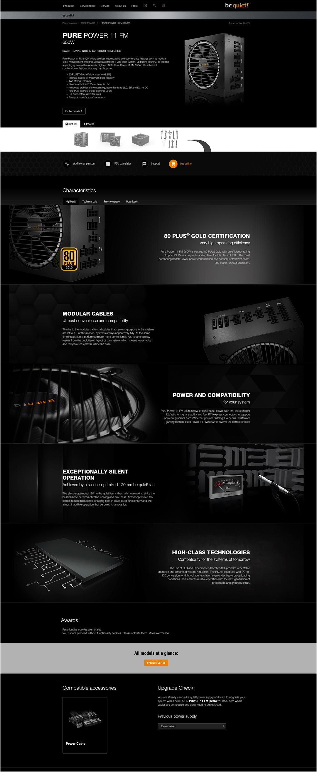 spec spec Be quiet! PURE POWER 11 FM 650W 80 PLUS Gold PSU Review