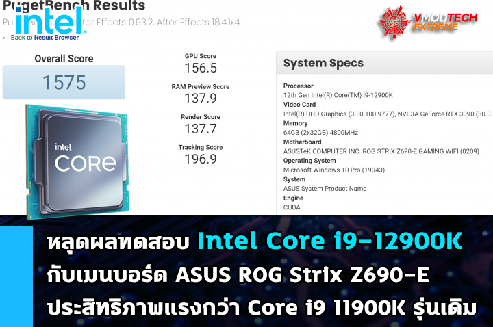 intel alder lake core i9 12900k benchmark หลุดผลทดสอบ Intel Core i9 12900K ที่ใช้งานคู่กับเมนบอร์ด ASUS ROG Strix Z690 E รุ่นใหม่ล่าสุดอย่างไม่เป็นทางการ 