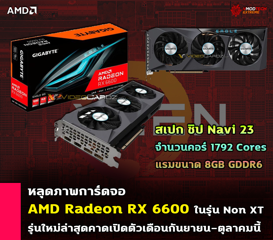 amd radeon rx 6600 non xt gigabyte radeon rx 6600 non xt eagle หลุดภาพการ์ดจอ AMD Radeon RX 6600 ในรุ่น Non XT รุ่นใหม่ล่าสุดที่กำลังจะเปิดตัวเร็วๆ นี้