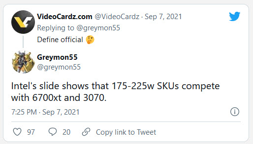 2021-09-12_19-35-31 2021 09 12 19 35 31 หลุดข้อมูลการ์ดจอ Intel Arc Alchemist รุ่นใหม่ล่าสุดระดับล่างและระดับกลางจะวางจำหน่ายในช่วงราคา 100 – 500 USD ในรุ่น SOC1 และ SOC2 คาดเปิดตัวต้นปี 2022
