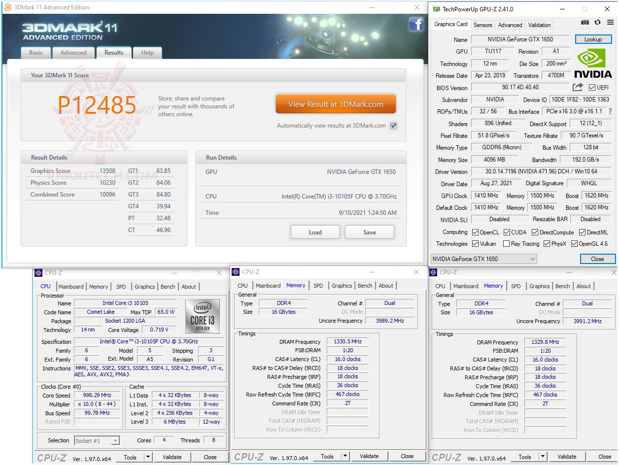 11 Intel I Work Intel Core i3 10105F + Nvidia Geforce GTX 1650 PC SET Review 