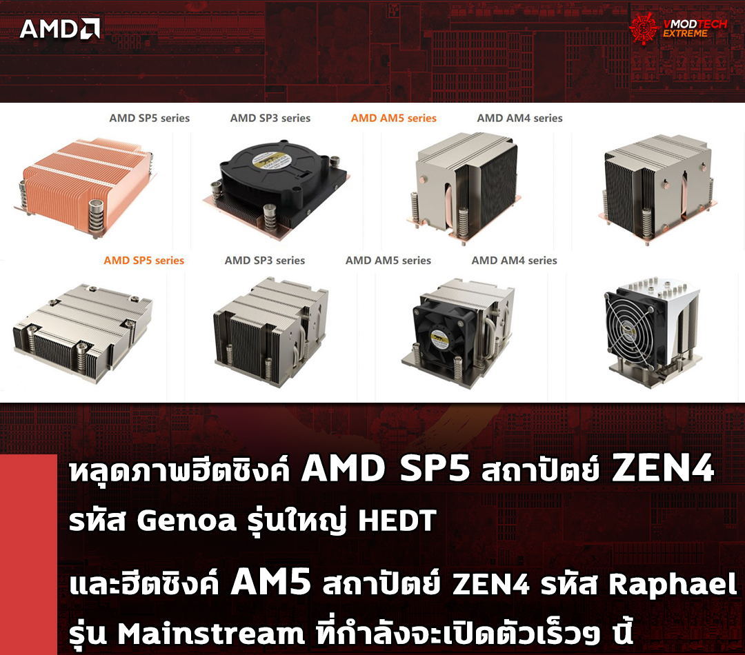 amd-am5-cooling amd am5 cooling หลุดภาพฮีตซิงค์ AMD SP5 สถาปัตย์ ZEN4 รหัส Genoa รุ่นใหญ่ HEDT และฮีตซิงค์ AM5 สถาปัตย์ ZEN4 รหัส Raphael รุ่น Mainstream ที่กำลังจะเปิดตัวเร็วๆ นี้
