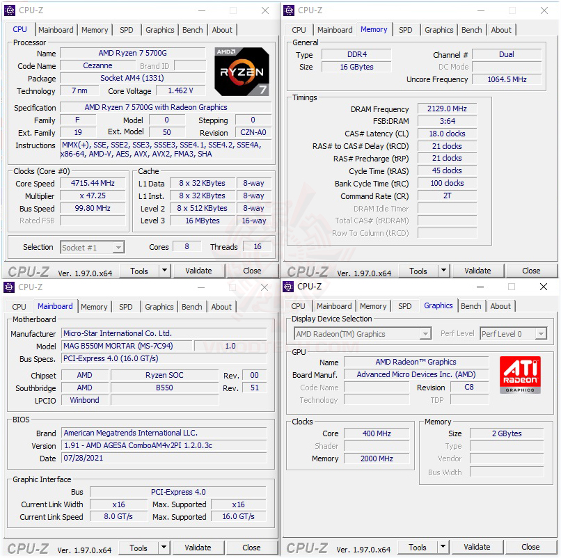 cpuid oc AMD RYZEN 7 5700G PROCESSOR REVIEW