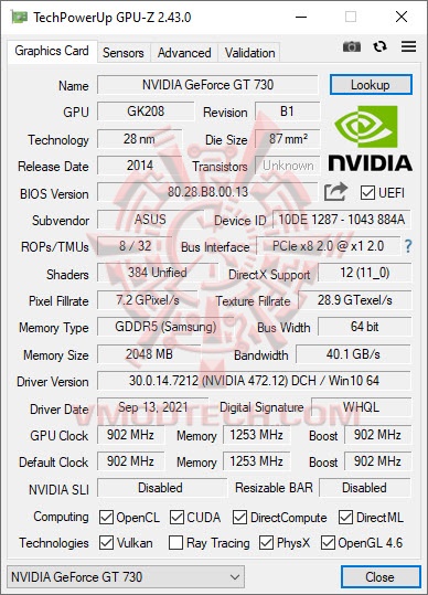 gpuz  ASUS GeForce® GT 730 Review