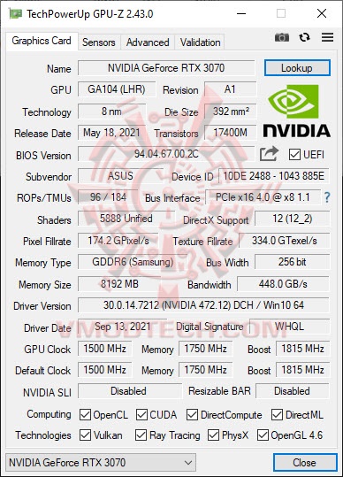 gpude ASUS GeForce RTX 3070 Noctua Edition 8GB GDDR6 LHR