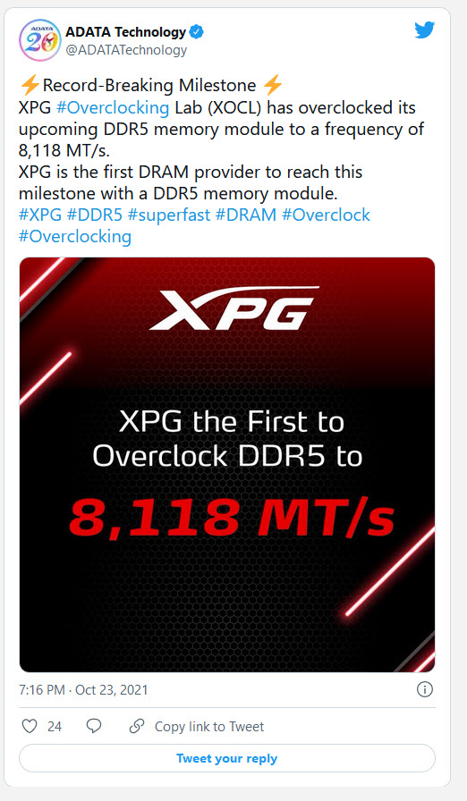 2021-10-24_10-55-39 2021 10 24 10 55 39 ADATA ประกาศเปิดตัวแรม DDR5 รุ่นแรก XPG DDR5 ที่สามารถโอเวอร์คล๊อกไปที่ความเร็ว 8118 MT/s กันเลยทีเดียว