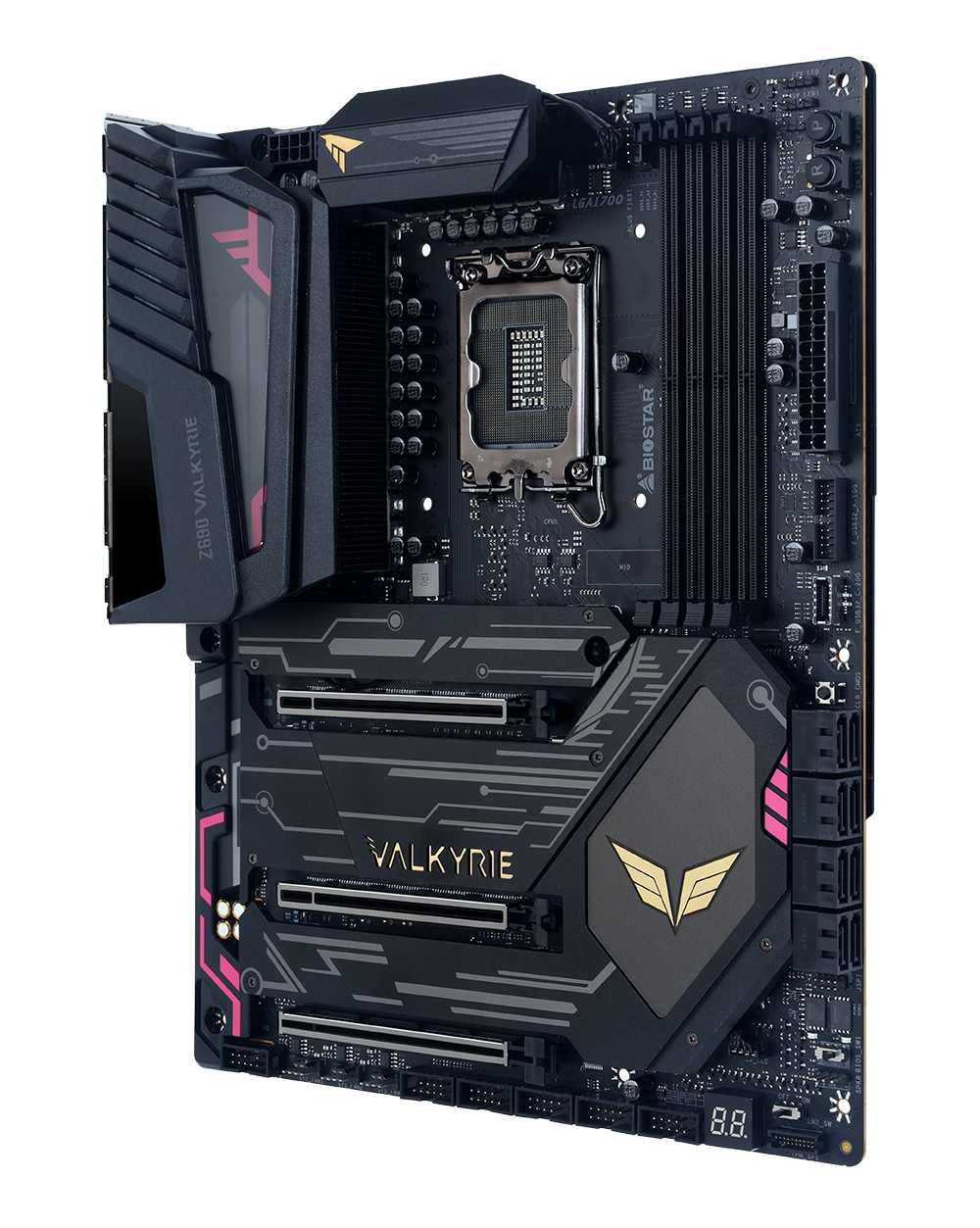 biostar z690 valkyrie mb right1 BIOSTAR ประกาศเปิดตัวเมนบอร์ด BIOSTAR Z690 VALKYRIE รุ่นใหญ่ตัวท็อประดับ Hi End ที่ออกแบบมาเพื่อคอเกมส์มิ่งและนักโอเวอร์คล๊อกพร้อมรองรับซีพียู Intel 12th Gen รุ่นใหม่ล่าสุดอย่างสมบรูณ์แบบ