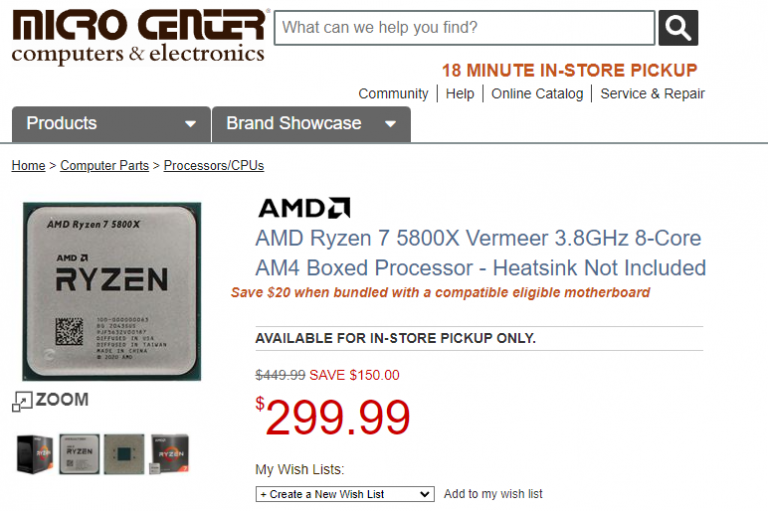 amd-ryzen-5000-microcenter-768x511 amd ryzen 5000 microcenter 768x511 เผยราคาซีพียู AMD Ryzen 5000ซีรี่ย์เริ่มปรับลดราคาลงแล้ว AMD Ryzen 7 5800X ลดราคาลงมากกว่า 300USD หรือประมาณ 9,900บาทไทย