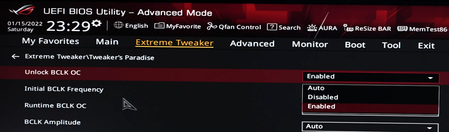 bclk-oc-asus bclk oc asus ปลดล๊อกความแรงซีพียู Intel Core i5 12400 รุ่น Non K โอเวอร์คล๊อกไปที่ความเร็ว 5.2Ghz ประสิทธิภาพเรนเดอร์แรงขึ้น 33% ด้วยเมนบอร์ด ASUS Z690 ROG Maximus APEX