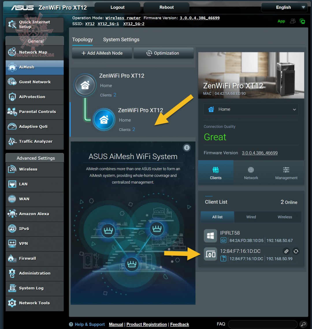 connected ASUS ZenWiFi Pro XT12 WiFi 6 Tri band Mesh System Review