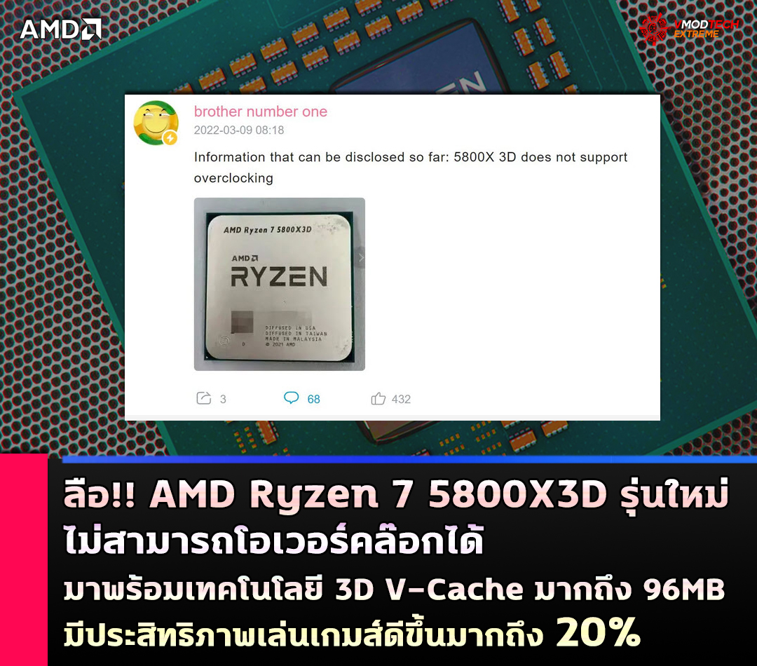 amd-ryzen-7-5800x3d-not-support-overclocking amd ryzen 7 5800x3d not support overclocking ลือ!! เผยภาพซีพียู AMD Ryzen 7 5800X3D รุ่นใหม่ไม่สามารถโอเวอร์คล๊อกได้