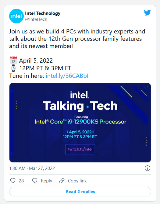 2022-03-28_0-03-40 2022 03 28 0 03 40 อินเทลเตรียมเปิดตัวซีพียู Intel Core i9 12900KS 5.5 GHz วันที่ 5 เมษายนที่จะถึงนี้