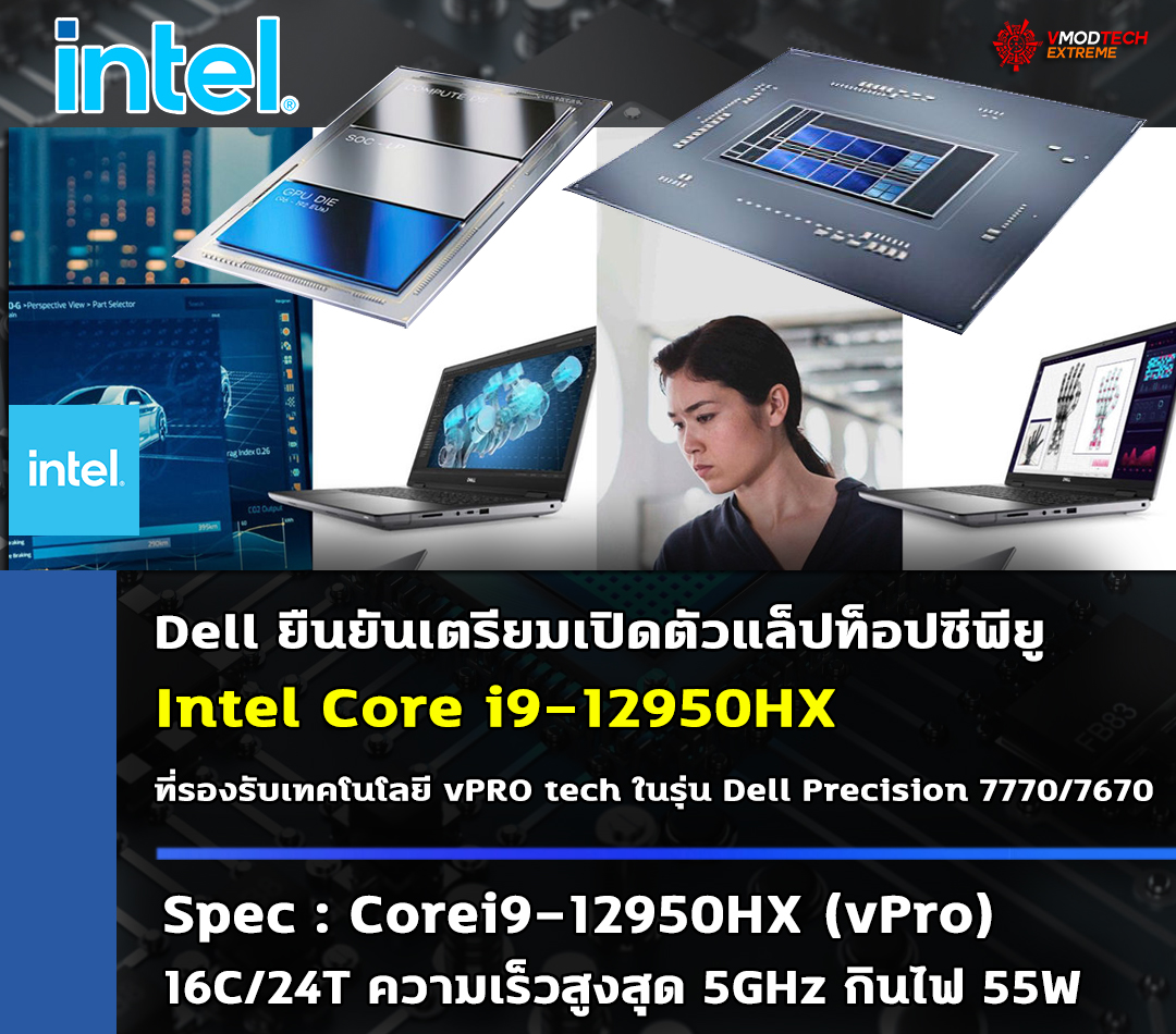 intel-core-i9-12950hx intel core i9 12950hx Dell ยืนยันเตรียมเปิดตัวแล็ปท็อปซีพียู Intel Core i9 12950HX ที่รองรับเทคโนโลยี vPRO tech ในรุ่น Dell Precision 7770/7670