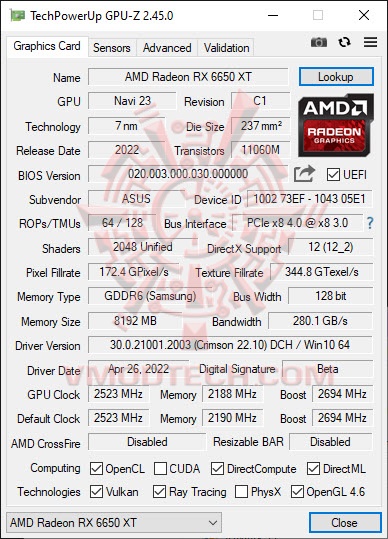 gpude ASUS ROG Strix Radeon™ RX 6650 XT OC Edition 8GB GDDR6 Review