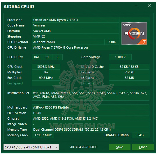 aida64 AMD RYZEN 7 5700X PROCESSOR REVIEW