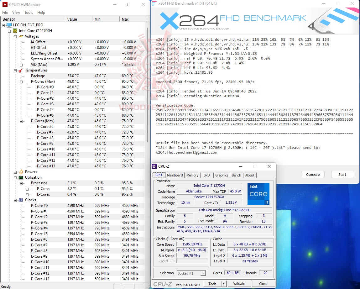 x264 Lenovo Legion 5i Pro 16IAH7H with Intel CPU gen 12 Review