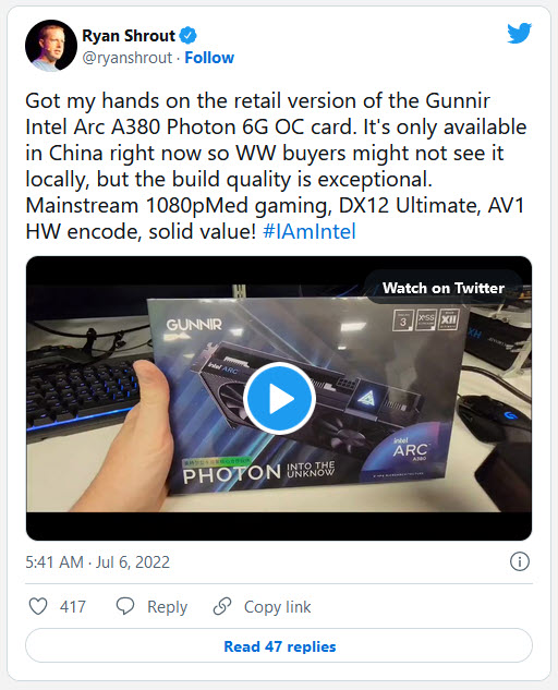 2022-07-07_9-20-34 2022 07 07 9 20 34 เผยภาพการ์ดจอ Intel Arc Alchemist A380 รุ่นแบรนด์ GUNNIR A380 Photon ในสหรัฐอเมริกา