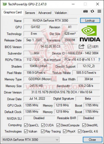 gpuz gpuz เลือกซื้อ MSI GeForce RTX™ 3090 รุ่นไหนดี GAMING X TRIO 24G หรือ SUPRIM X 24G Review