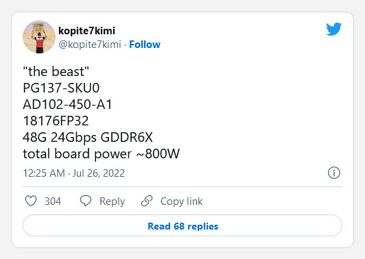 2022-07-26_11-26-25 2022 07 26 11 26 25 ลือ!! การ์ดจอ Nvidia Geforce RTX 4090 Ti หรือ TITAN ตัวท็อปรหัส Ada มีจำนวนคูด้าคอร์มากถึง 18176 cores แรมขนาด 48GB กินไฟ 800W TDP