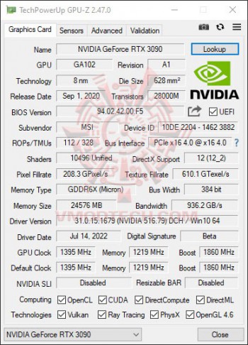 gpuz1 gpuz1 เลือกซื้อ MSI GeForce RTX™ 3090 รุ่นไหนดี GAMING X TRIO 24G หรือ SUPRIM X 24G Review