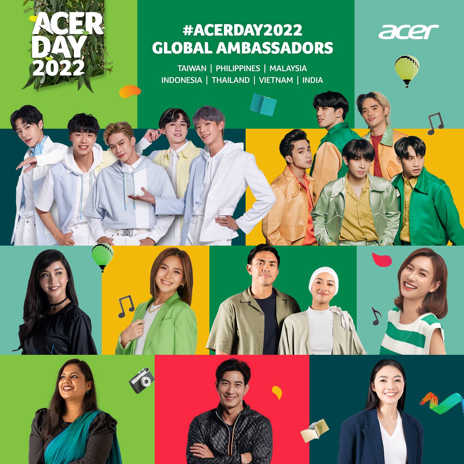 acer day2022 all re Acer Day 2022 แคมเปญประจำปีระดับภูมิภาคเอเชียแปซิฟิก ‘ย้ำ’ ความมุ่งมั่นเพื่อความยั่งยืนภายใต้ธีม ‘Make Your Green Mark’ ร่วมสร้างกรีนมาร์คกับ 18 ตัวแทน Acer Day Ambassadors จากทั่วภูมิภาค